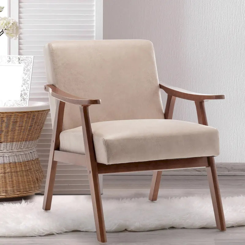 Chaise Mid-Century Moderne, Chaise de salon avec cadre en bois massif