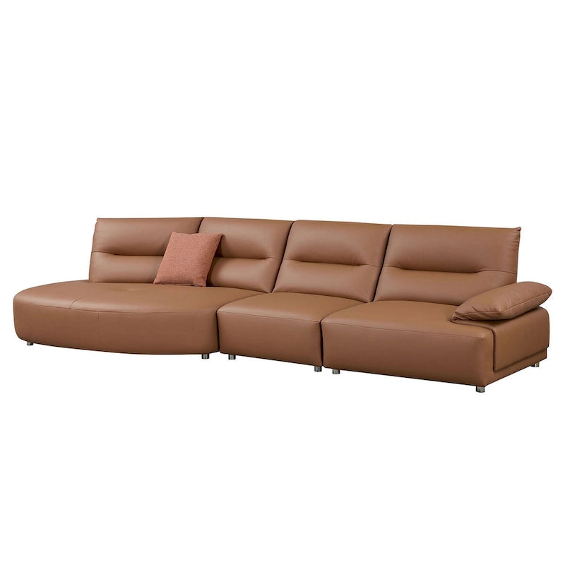 Canapé d'angle en cuir incurvé pour salon, ensemble de canapés 4 places rembourré