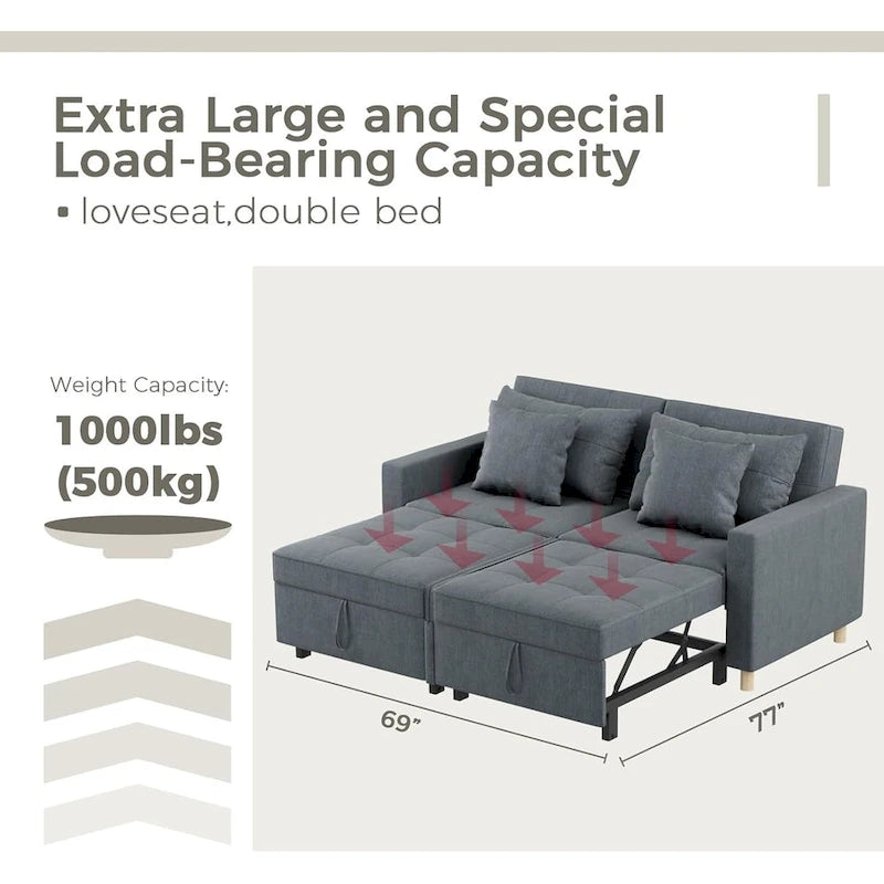 AECOJOY Canapé-Lit 3-en-1 Chaise Lit Double Convertible