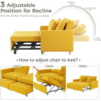 AECOJOY Canapé-Lit 3-en-1 Chaise Lit Double Convertible