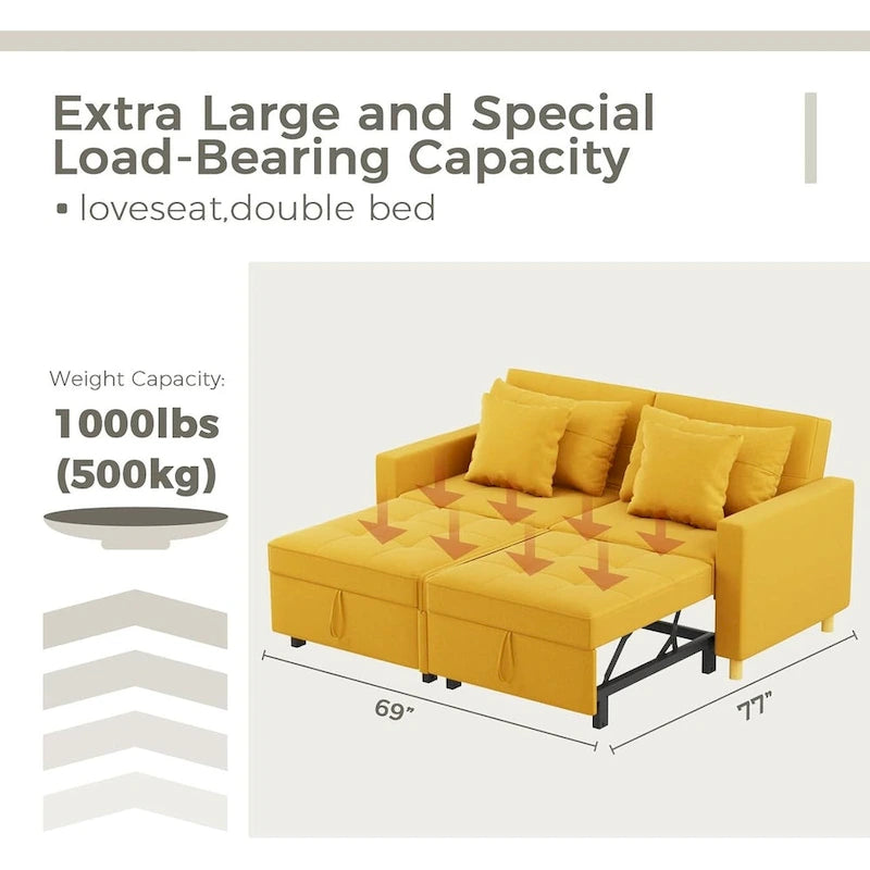 AECOJOY Canapé-Lit 3-en-1 Chaise Lit Double Convertible