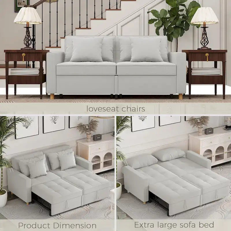 AECOJOY Canapé-Lit 3-en-1 Chaise Lit Double Convertible