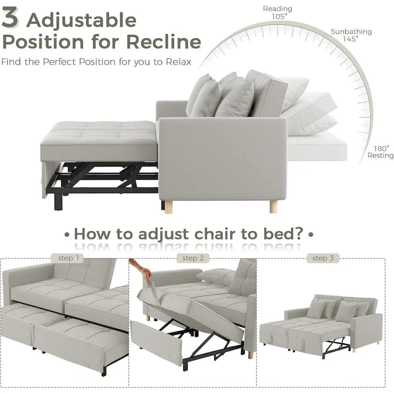 AECOJOY Canapé-Lit 3-en-1 Chaise Lit Double Convertible