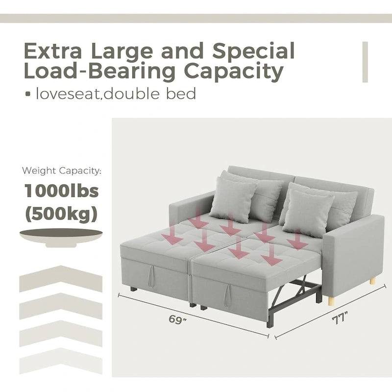 AECOJOY Canapé-Lit 3-en-1 Chaise Lit Double Convertible
