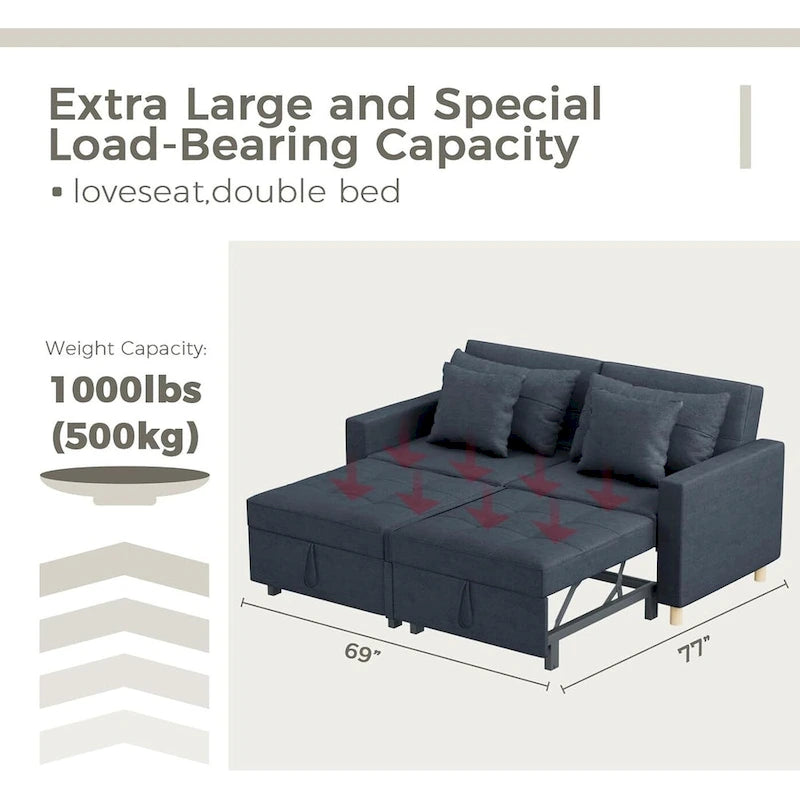 AECOJOY Canapé-Lit 3-en-1 Chaise Lit Double Convertible