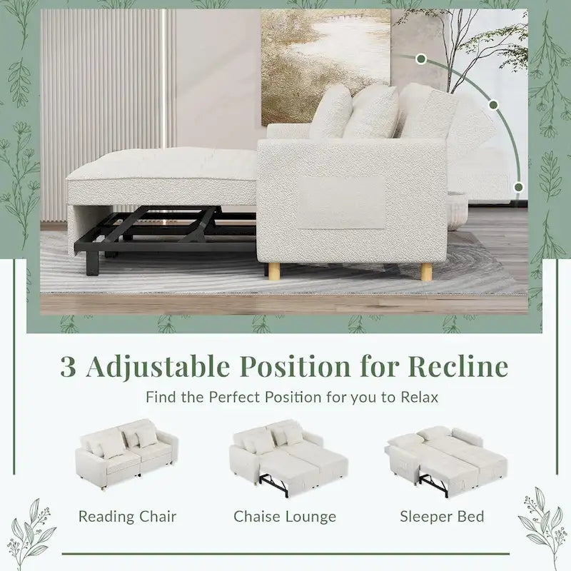 AECOJOY Canapé-Lit 3-en-1 Chaise Lit Double Convertible