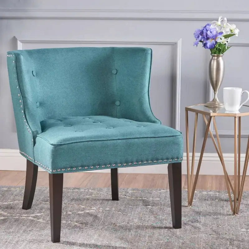 Fauteuil d'appoint en tissu, sarcelle foncé, pour salon et chambre