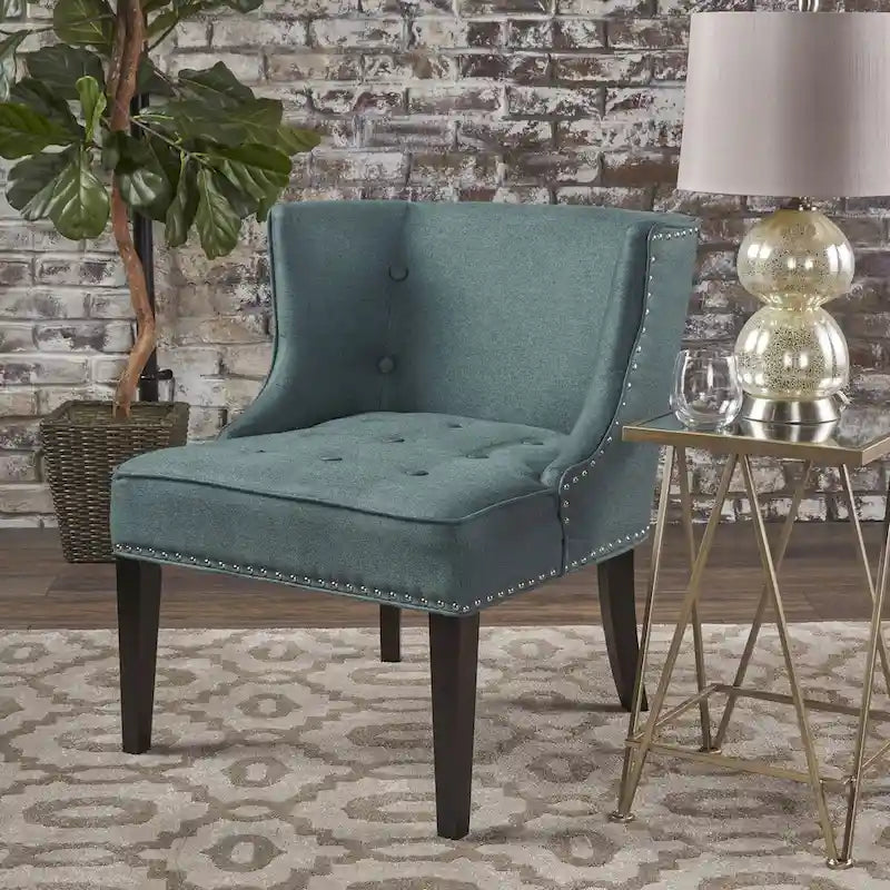 Fauteuil d'appoint en tissu, sarcelle foncé, pour salon et chambre