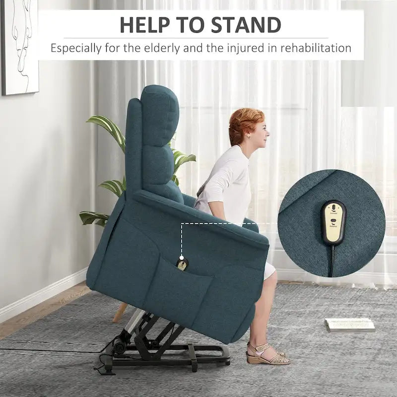 Fauteuil releveur inclinable HOMCOM pour personnes âgées, montage facile, fauteuil releveur en tissu avec télécommande