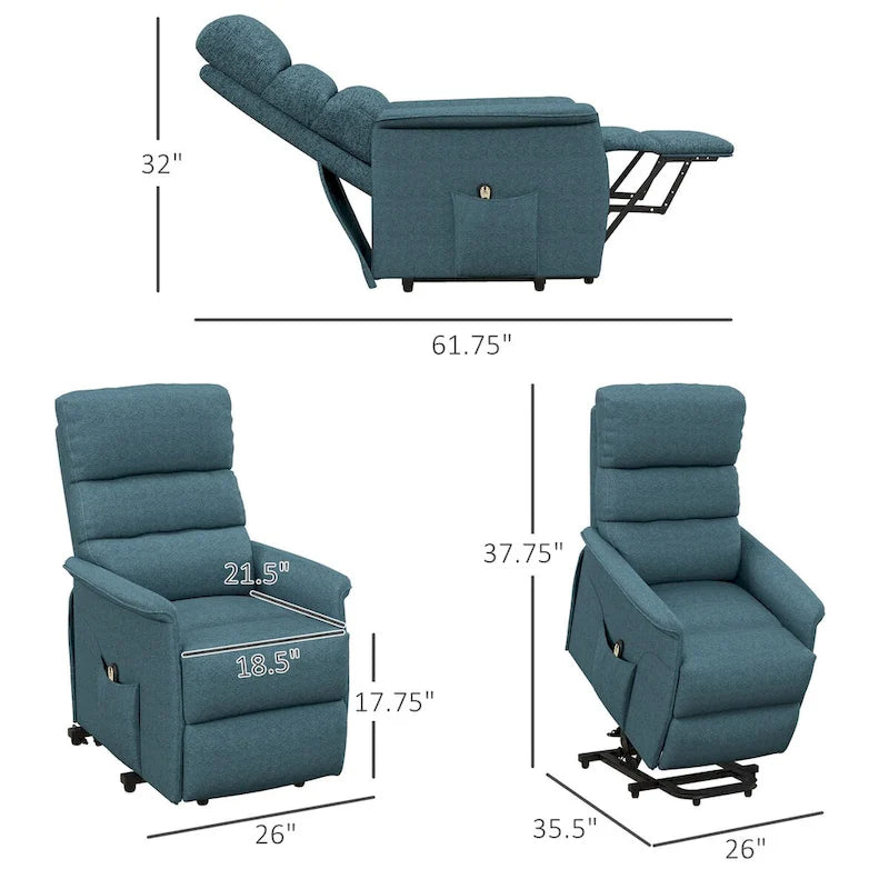 Fauteuil releveur inclinable HOMCOM pour personnes âgées, montage facile, fauteuil releveur en tissu avec télécommande