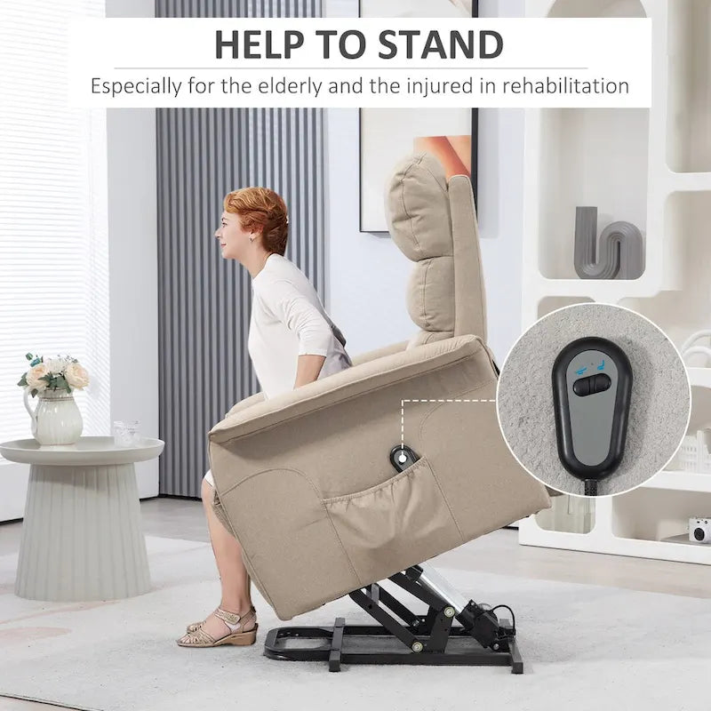Fauteuil releveur inclinable HOMCOM pour personnes âgées, montage facile, fauteuil releveur en tissu avec télécommande