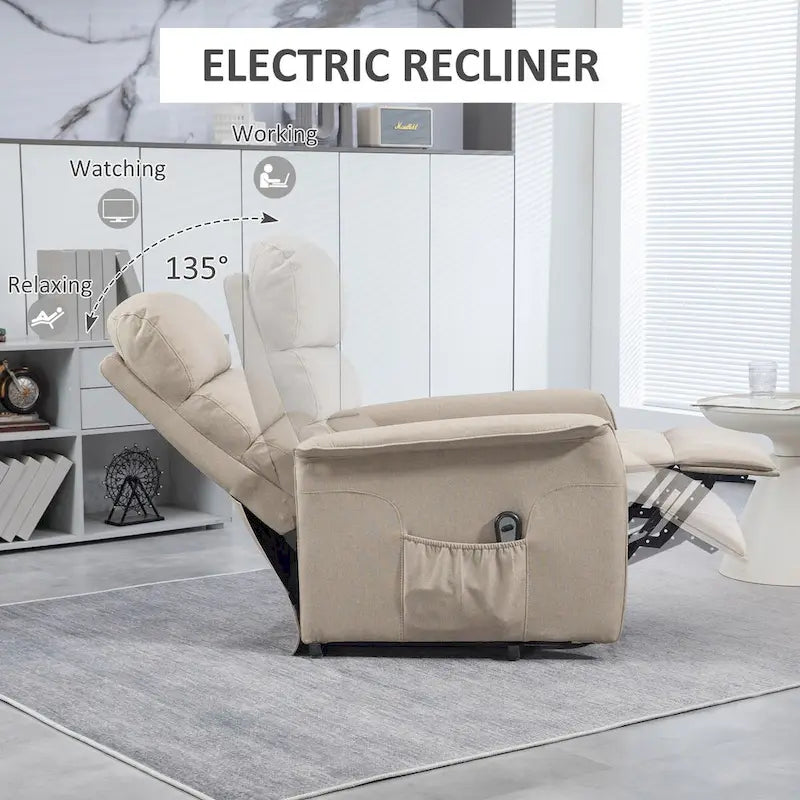 Fauteuil releveur inclinable HOMCOM pour personnes âgées, montage facile, fauteuil releveur en tissu avec télécommande