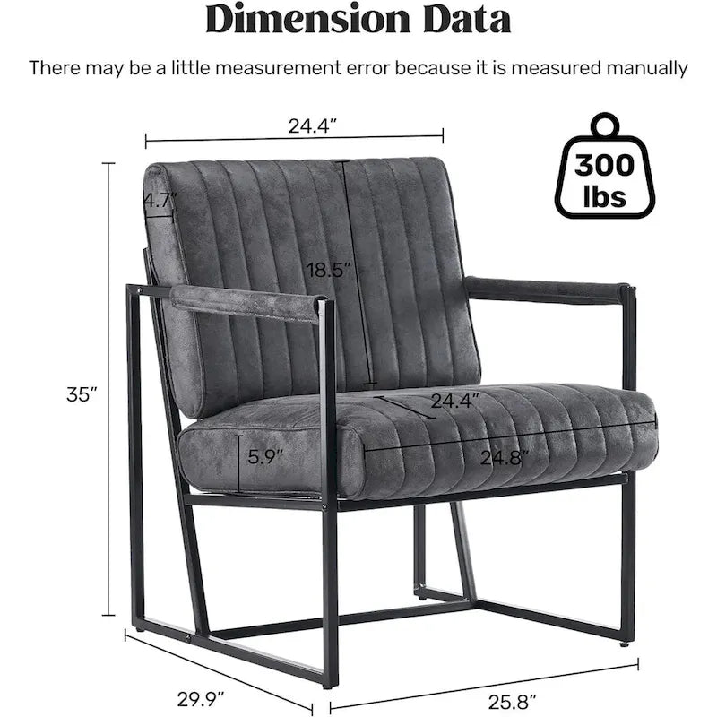 Fauteuil d'appoint rembourré avec cadre en métal robuste résistant à la rouille, fauteuil de lecture pour l'extérieur et l'intérieur
