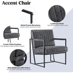 Fauteuil d'appoint rembourré avec cadre en métal robuste résistant à la rouille, fauteuil de lecture pour l'extérieur et l'intérieur
