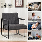 Fauteuil d'appoint rembourré avec cadre en métal robuste résistant à la rouille, fauteuil de lecture pour l'extérieur et l'intérieur