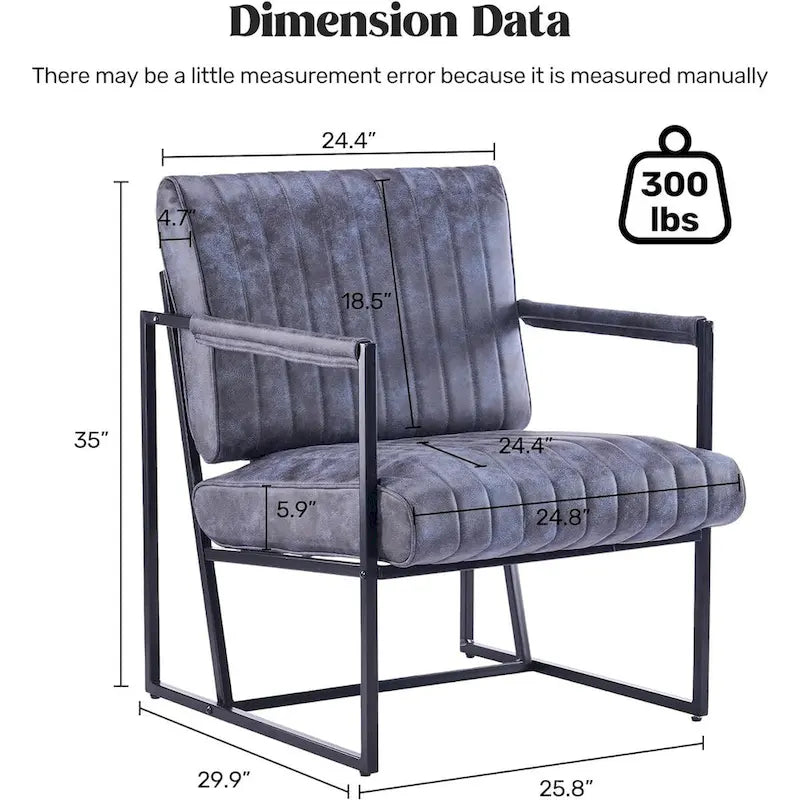 Fauteuil d'appoint rembourré avec cadre en métal robuste résistant à la rouille, fauteuil de lecture pour l'extérieur et l'intérieur