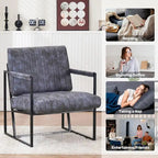 Fauteuil d'appoint rembourré avec cadre en métal robuste résistant à la rouille, fauteuil de lecture pour l'extérieur et l'intérieur