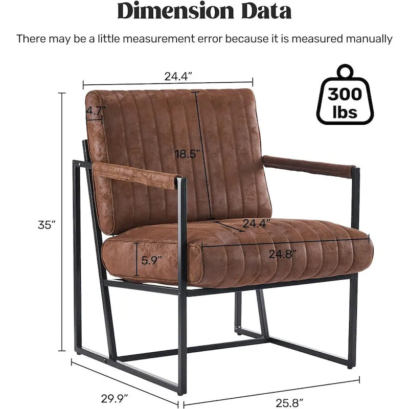 Fauteuil d'appoint rembourré avec cadre en métal robuste résistant à la rouille, fauteuil de lecture pour l'extérieur et l'intérieur