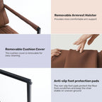 Fauteuil d'appoint rembourré avec cadre en métal robuste résistant à la rouille, fauteuil de lecture pour l'extérieur et l'intérieur