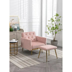 Fauteuil d'appoint en Velours avec accoudoirs et dossier réglables, fauteuil de salon capitonné, fauteuil inclinable simple avec ottoman