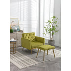 Fauteuil d'appoint en Velours avec accoudoirs et dossier réglables, fauteuil de salon capitonné, fauteuil inclinable simple avec ottoman