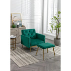 Fauteuil d'appoint en Velours avec accoudoirs et dossier réglables, fauteuil de salon capitonné, fauteuil inclinable simple avec ottoman