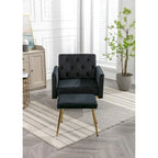 Fauteuil d'appoint en Velours avec accoudoirs et dossier réglables, fauteuil de salon capitonné, fauteuil inclinable simple avec ottoman