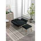 Fauteuil d'appoint en Velours avec accoudoirs et dossier réglables, fauteuil de salon capitonné, fauteuil inclinable simple avec ottoman
