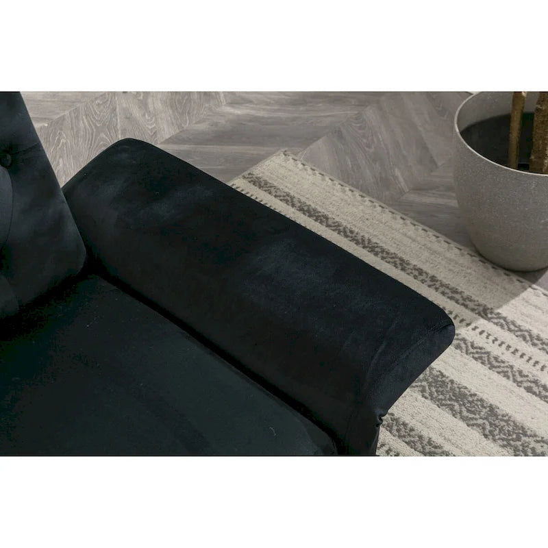 Fauteuil d'appoint en Velours avec accoudoirs et dossier réglables, fauteuil de salon capitonné, fauteuil inclinable simple avec ottoman