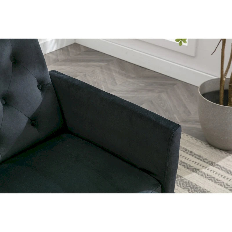 Fauteuil d'appoint en Velours avec accoudoirs et dossier réglables, fauteuil de salon capitonné, fauteuil inclinable simple avec ottoman