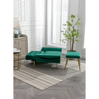 Fauteuil d'appoint en Velours avec accoudoirs et dossier réglables, fauteuil de salon capitonné, fauteuil inclinable simple avec ottoman