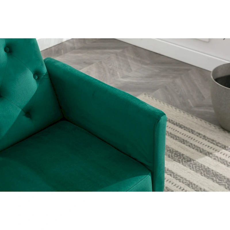 Fauteuil d'appoint en Velours avec accoudoirs et dossier réglables, fauteuil de salon capitonné, fauteuil inclinable simple avec ottoman