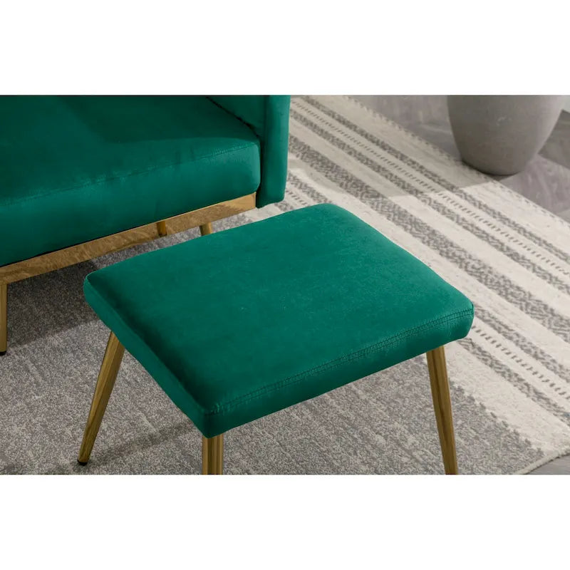 Fauteuil d'appoint en Velours avec accoudoirs et dossier réglables, fauteuil de salon capitonné, fauteuil inclinable simple avec ottoman