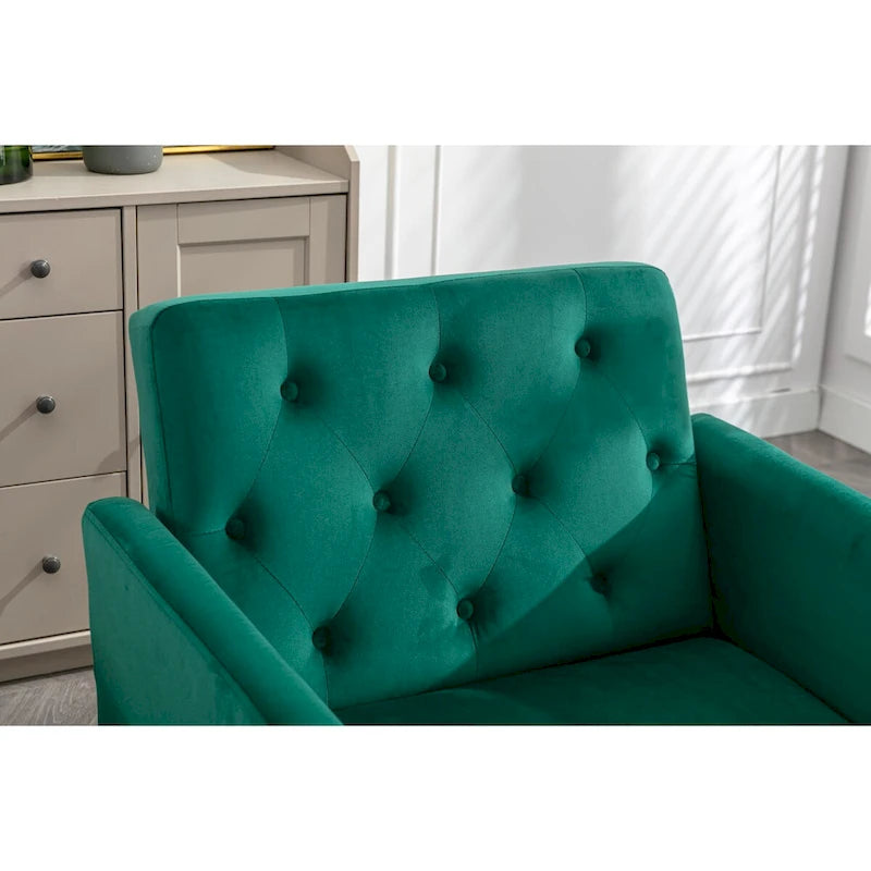 Fauteuil d'appoint en Velours avec accoudoirs et dossier réglables, fauteuil de salon capitonné, fauteuil inclinable simple avec ottoman