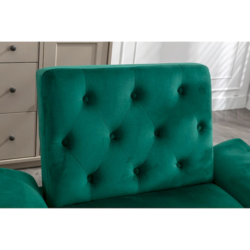 Fauteuil d'appoint en Velours avec accoudoirs et dossier réglables, fauteuil de salon capitonné, fauteuil inclinable simple avec ottoman