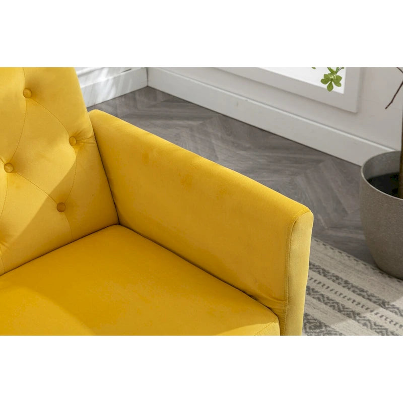Fauteuil d'appoint en Velours avec accoudoirs et dossier réglables, fauteuil de salon capitonné, fauteuil inclinable simple avec ottoman