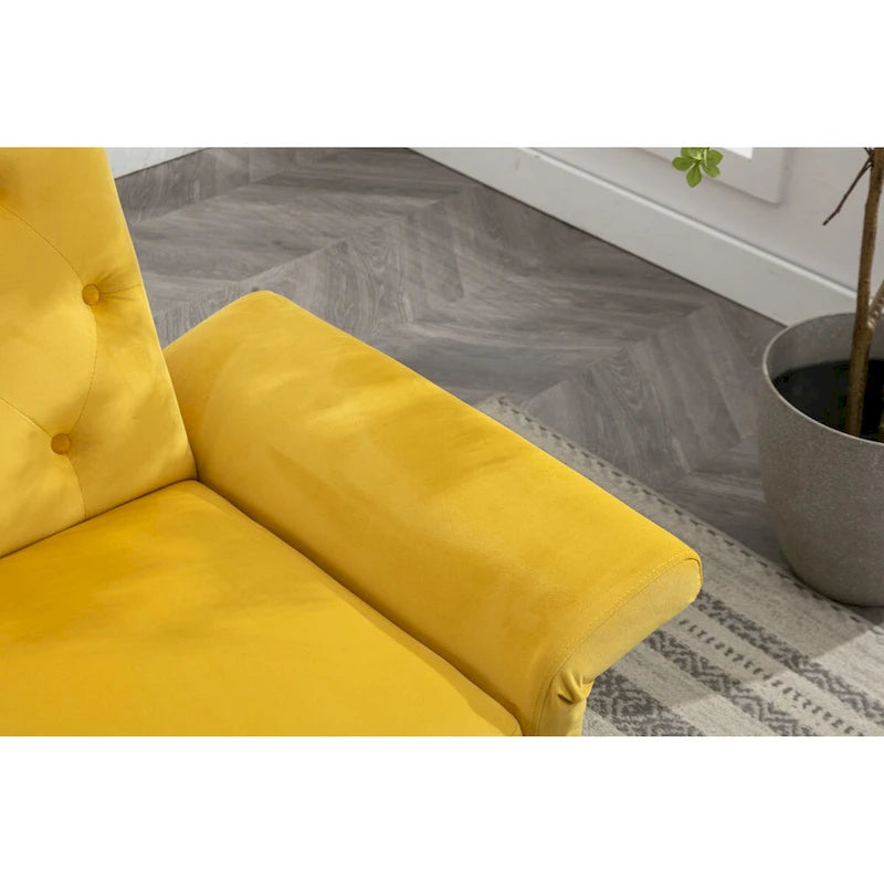 Fauteuil d'appoint en Velours avec accoudoirs et dossier réglables, fauteuil de salon capitonné, fauteuil inclinable simple avec ottoman