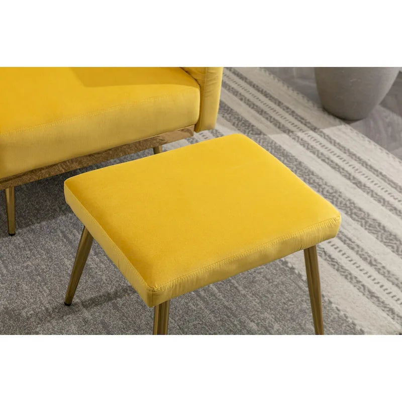 Fauteuil d'appoint en Velours avec accoudoirs et dossier réglables, fauteuil de salon capitonné, fauteuil inclinable simple avec ottoman