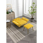 Fauteuil d'appoint en Velours avec accoudoirs et dossier réglables, fauteuil de salon capitonné, fauteuil inclinable simple avec ottoman