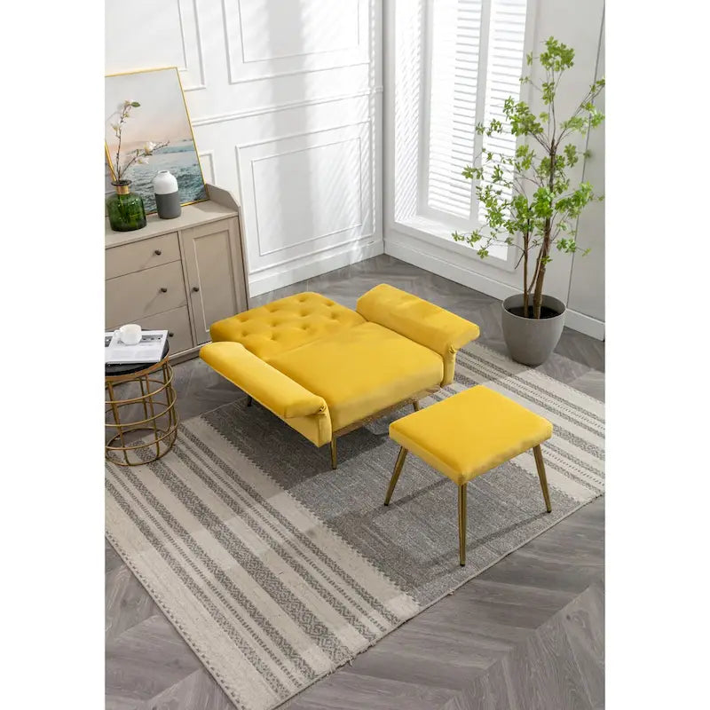 Fauteuil d'appoint en Velours avec accoudoirs et dossier réglables, fauteuil de salon capitonné, fauteuil inclinable simple avec ottoman