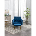 Fauteuil d'appoint en Velours avec accoudoirs et dossier réglables, fauteuil de salon capitonné, fauteuil inclinable simple avec ottoman