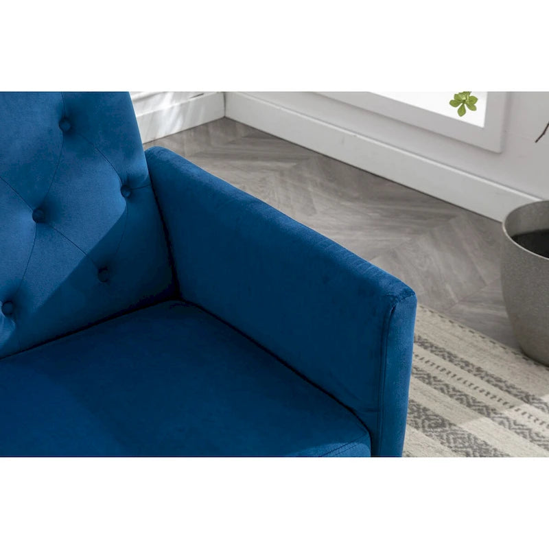 Fauteuil d'appoint en Velours avec accoudoirs et dossier réglables, fauteuil de salon capitonné, fauteuil inclinable simple avec ottoman