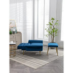 Fauteuil d'appoint en Velours avec accoudoirs et dossier réglables, fauteuil de salon capitonné, fauteuil inclinable simple avec ottoman