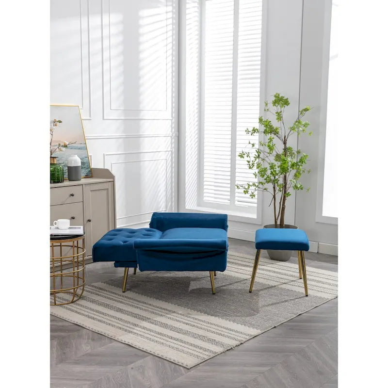 Fauteuil d'appoint en Velours avec accoudoirs et dossier réglables, fauteuil de salon capitonné, fauteuil inclinable simple avec ottoman