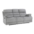 Canapé inclinable double manuel Leena de 84 pouces, chenille grise, bois massif