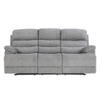 Canapé inclinable double manuel Leena de 84 pouces, chenille grise, bois massif