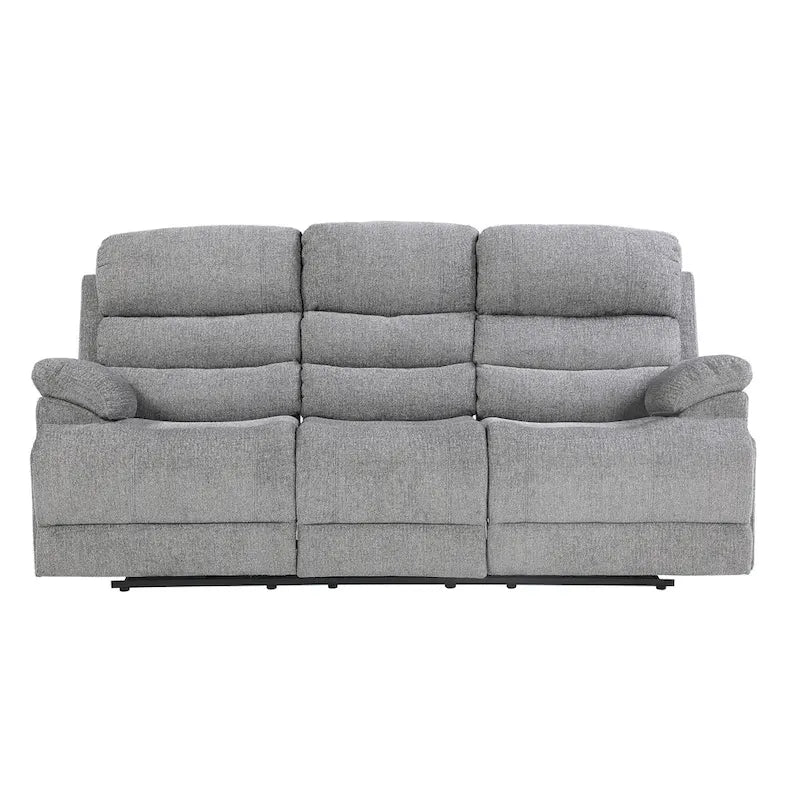 Canapé inclinable double manuel Leena de 84 pouces, chenille grise, bois massif