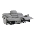 Canapé inclinable double manuel Leena de 84 pouces, chenille grise, bois massif