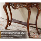 Console de style vintage sculptée avec étagères de rangement Table de canapé