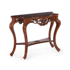 Console de style vintage sculptée avec étagères de rangement Table de canapé